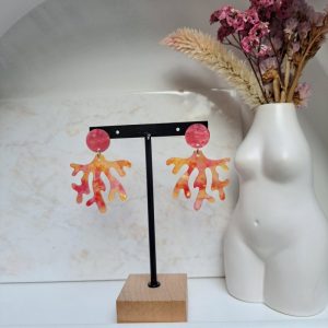boucles d’oreilles corail rose et orange