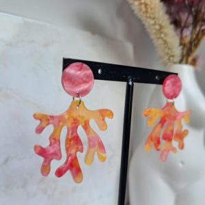 boucles d’oreilles corail rose et orange