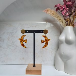 Boucles d’oreilles oiseaux – terrazzo marron