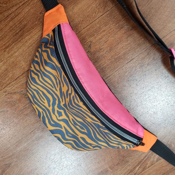 Sac banane zèbre rose orange
