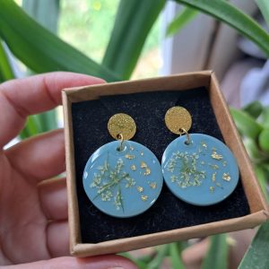 Boucles d’oreilles bleues/fleurs
