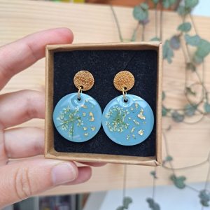 Boucles d’oreilles bleues/fleurs