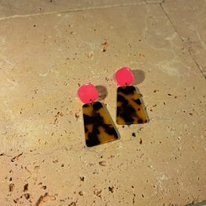 boucles d’oreilles léopard et rose