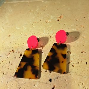 boucles d’oreilles léopard et rose