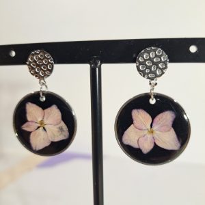 boucles d&rsquo;oreilles noir Hortensia