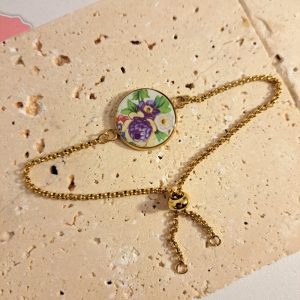 bracelet porcelaine fleur violette