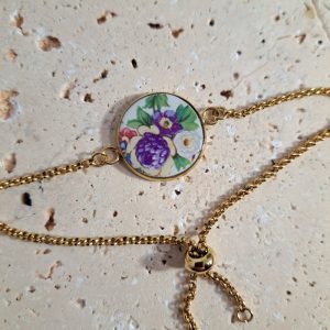 bracelet porcelaine fleur violette
