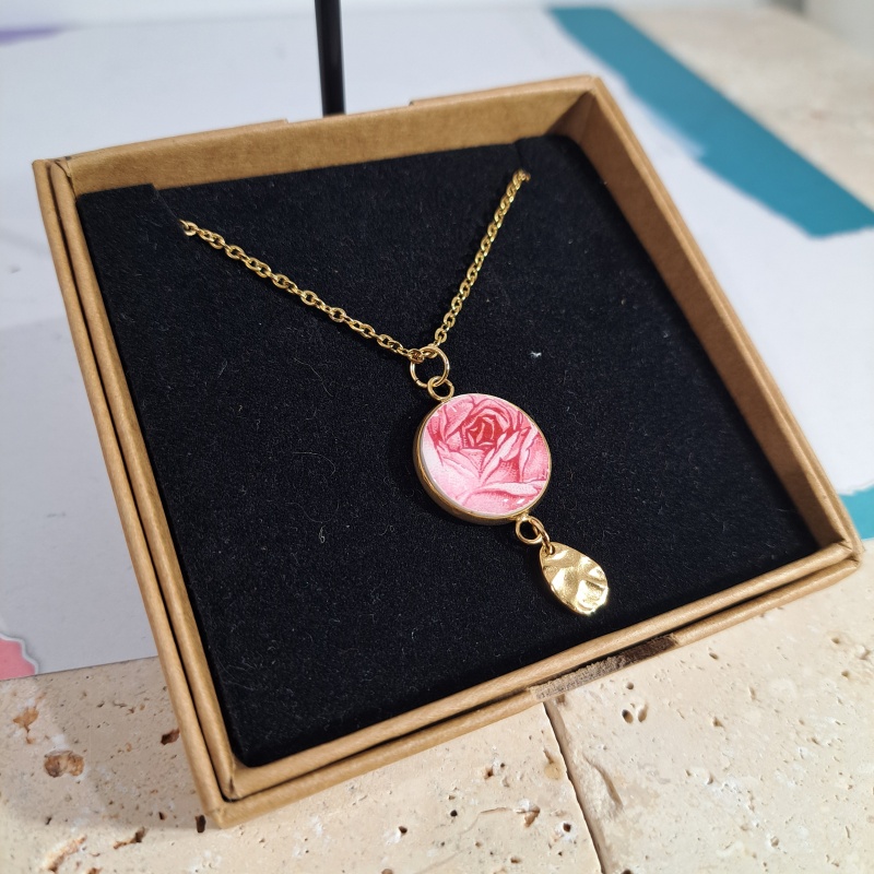 Collier porcelaine / rose - Image 3