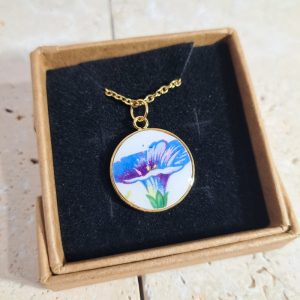 Collier porcelaine fleur bleu