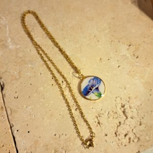 Collier porcelaine fleur bleu