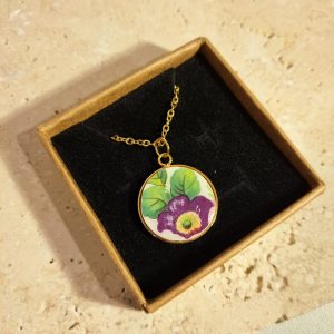 collier porcelaine fleur violette