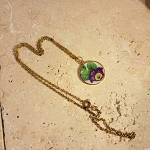 collier porcelaine fleur violette