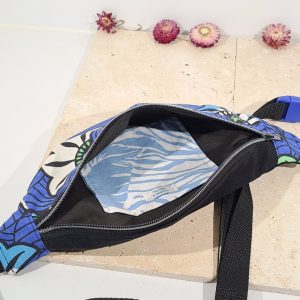sac banane motif wax bleu