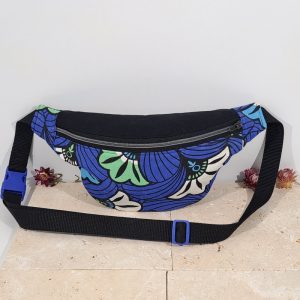 sac banane motif wax bleu