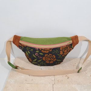 sac banane fleurs (rouille/vert)