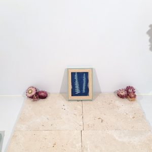 mini cadre feuilles sur tissu en lin