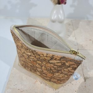 petite trousse liège et simili doré