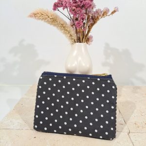 porte monnaie pois noirs et velours
